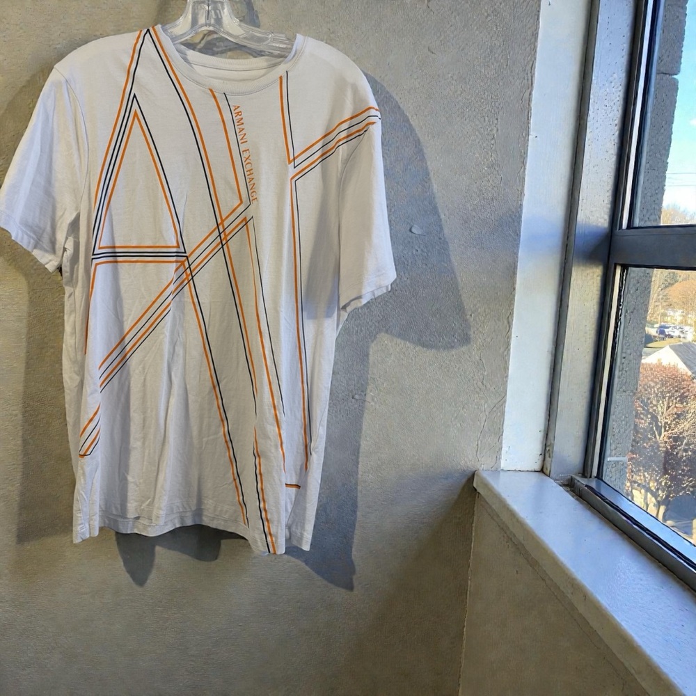 Armani Exchange Tee with Orange and White Design